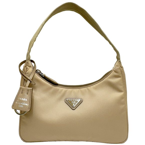 PRADA 1NE515 Re-Edition Re-Nylon Beige Triangle Handbag
